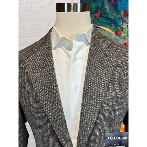 Giorgio Armani Mens 44L Taupe & Gray Cashmere Sport Coat Unconstructed 3/2 Roll - Picture 3 of 15
